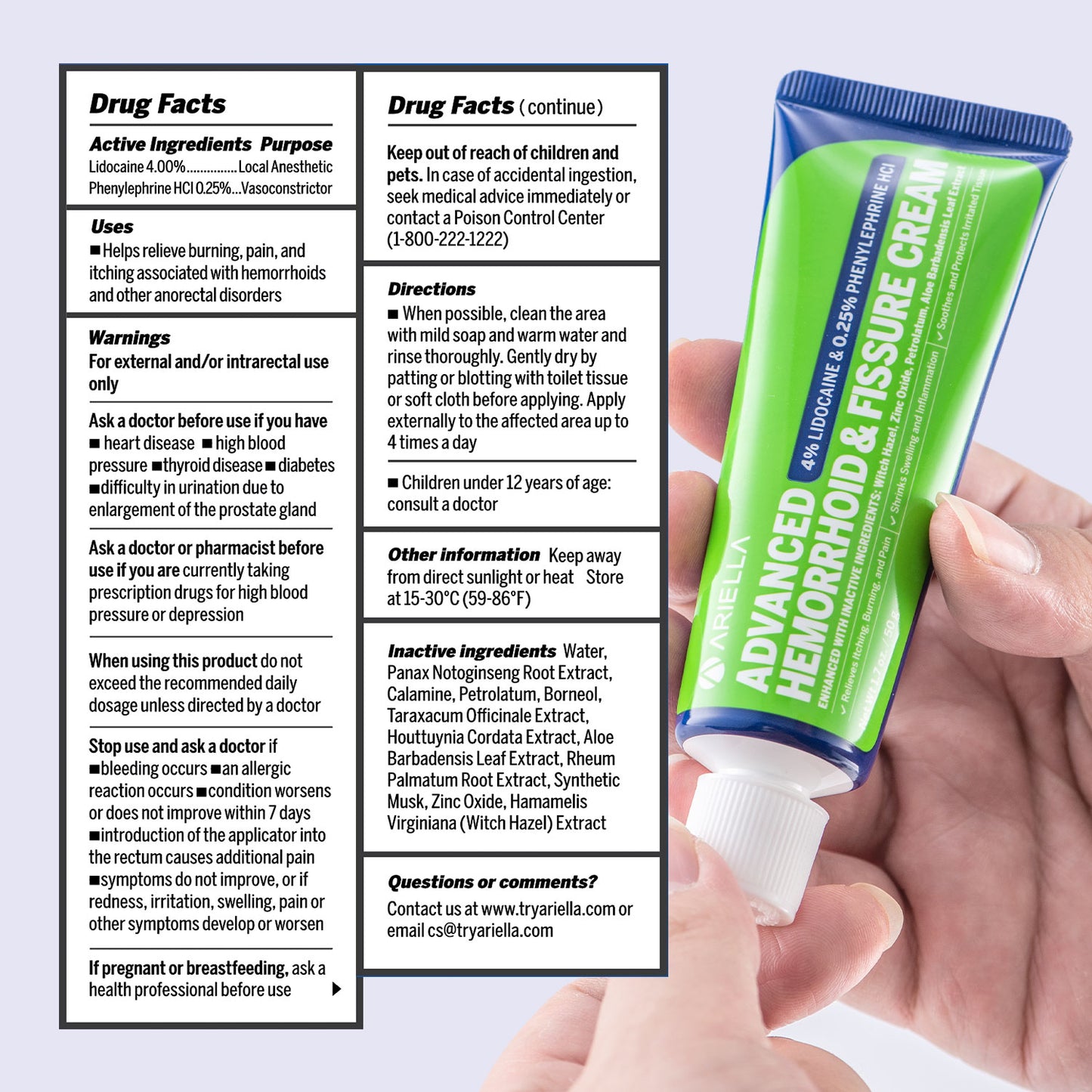 Advanced Hemorrhoid & Fissure Cream (1.7 Oz, Witch Hazel)