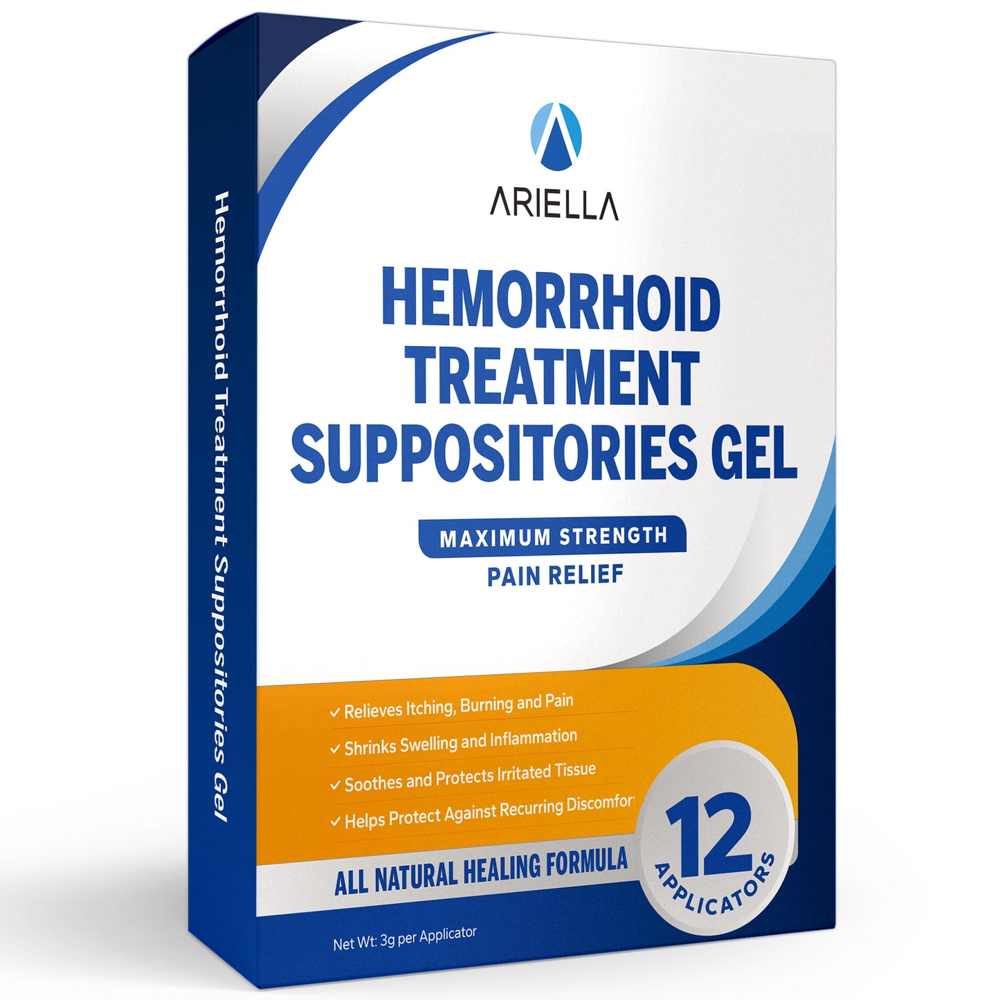 Hemorrhoid Suppository Gel: 12 Count with New Rounded Applicator